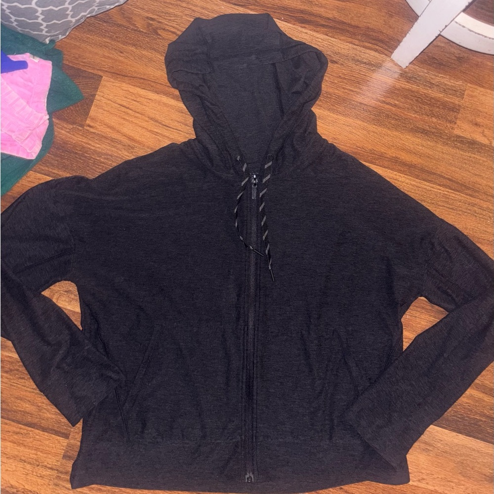 Dark grayish black Hooded Zip-Up Jacket - Women's